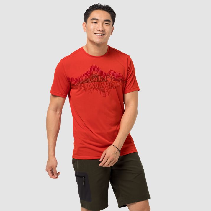 Jack Wolfskin Mens Crosstrail Graphic T-shirt Orange Red 342506MZT